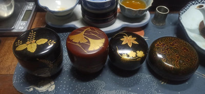 日本 大漆茶棗 銀杏葉 楓葉 菠蘿大漆