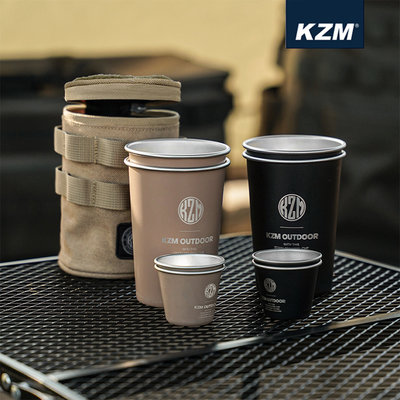 【大山野營】KAZMI KZM K23T3K03 工業風304不鏽鋼套杯8件組 不鏽鋼杯 酒杯 茶杯 水杯 杯子 野餐