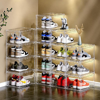 鞋盒收納盒透明防塵收納亞克力鞋牆鞋櫃高幫球鞋子收納鵑唷A1