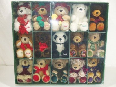 Harrods哈洛氏 經典聖誕年度熊 聖誕節袖珍熊1986-2000年度套裝15隻熊泰迪熊