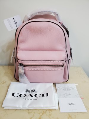 【COACH】專櫃款Campus Backpack 23 粉色皮革 小後背包 / 雙肩背包