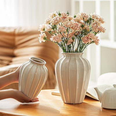 復古陶瓷花瓶擺件客廳插花高級感鮮花水培水養創意白色輕奢中式大