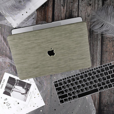 布衣電腦殼 筆電散熱 通用於 macbook pro 13 15 Air 13.3吋 英文鍵盤膜 磨砂皮綠色