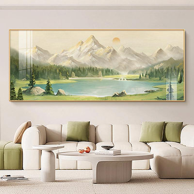 聚寶盆客廳裝飾畫日照金山沙發背景墻壁掛畫現代簡約山水風景油畫