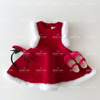 (洋裝）預購。21冬款。韓國氣質高雅兒童絨面洋裝（DAI11124-022）（2111250311）
