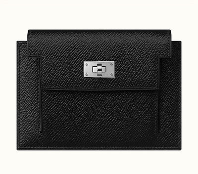 ［現貨/預購］Hermes Kelly Compact Wallet Epsom 黑銀 短夾 卡夾 名片夾 男女適用