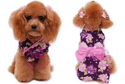 【米狗屋】日本Pet Paradise〈日本浴衣和服之牡丹花-紫色〉臘腸
