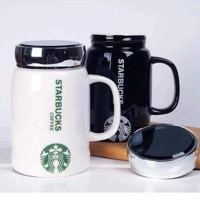 Starbucks黑白色釉鏡面陶瓷杯 星巴克馬克杯 韓國 星巴克杯子 咖啡杯環保杯✨保溫杯✨代購 大容量辦公杯 滿599免運