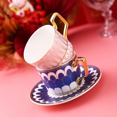 歐式輕奢咖啡杯小奢華陶瓷咖啡杯碟套裝小精致家用下午茶杯子水杯咖啡杯子超夯 正品 現貨