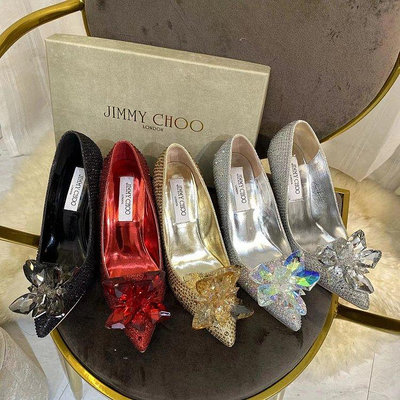 熱款#Jimmy Choo細跟秀禾鞋子新款女婚鞋公主婚紗法式水晶鞋結婚
