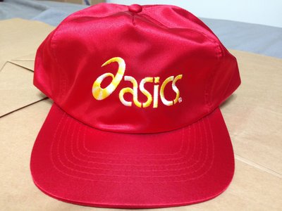 【RACE】ASICS 紅黃白CAP後可調尼龍布棒球帽 老帽MIT 90S 古著老品 SINCE1949 金太陽 潮流 老帽