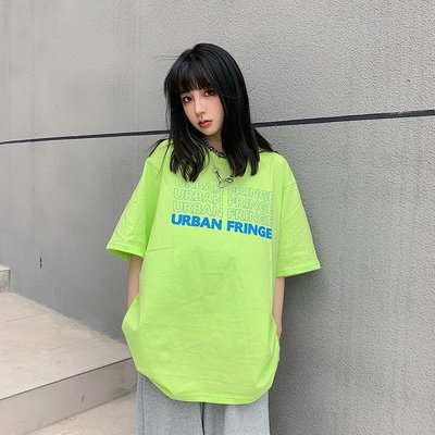 LKSTORE Urban Fringe 夏季基礎logo印花短袖男女寬松百搭情侶T恤