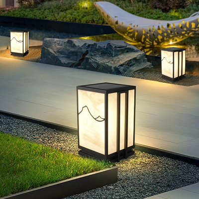戶外燈新中式別墅花園草坪燈室外庭院園林景觀防水裝飾方形柱頭燈~麗芙小屋