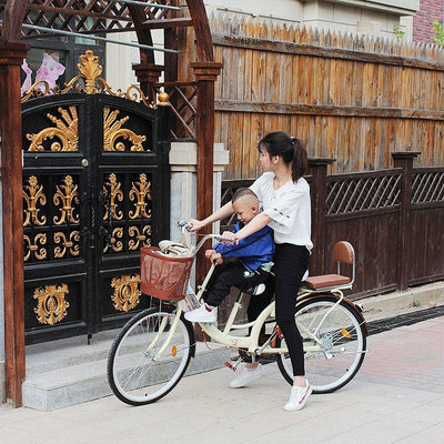 【熱賣下殺價】自行車永久牌自行車女輕便通勤親子母子可帶小孩子載娃單車24寸雙人成人