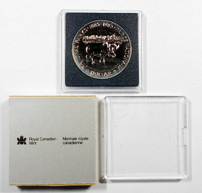 AB074 加拿大國家公園1885-1985年 糜鹿 DOLLAR銀幣 盒裝