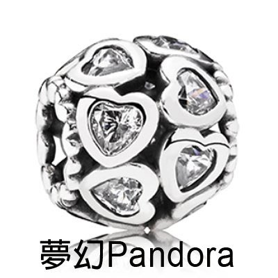 【夢幻 Pandora】@絕版品@ Pandora 愛心系列 - 白愛心鑽鏤空 (現貨)