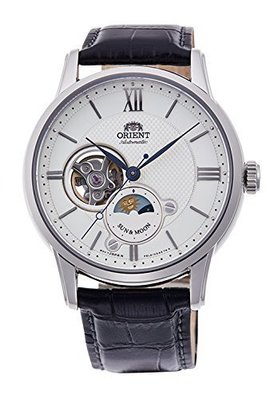 日本正版 Orient 東方 SUN&amp;MOON RN-AS0003S 機械錶 男錶 手錶 皮革錶帶 日本代購