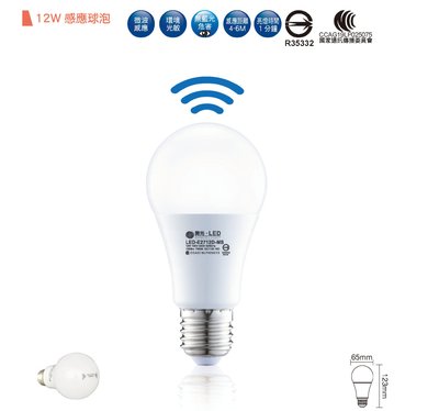 安心買~ 舞光LED 12W 感應燈泡球泡E27微波加光敏感應 感應距離6米  -LED-E2712D-MS