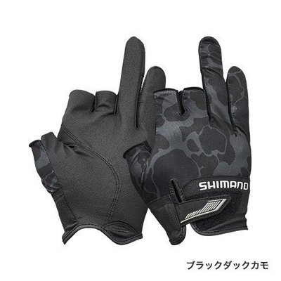 樂釣網路釣具 ｜ 20年 SHIMANO 釣魚手套 三指切 GL-021S （迷彩黑 XL）