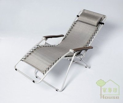 [ 家事達]OA-472-1　無段式休閒彈力躺椅(烤銀色) 特價