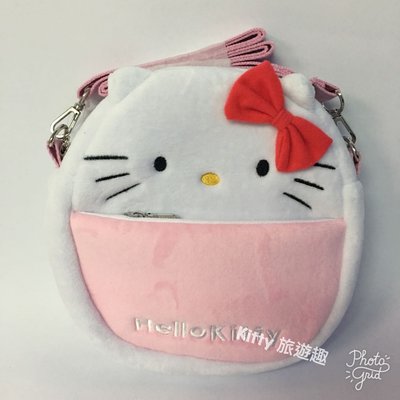 [Kitty 旅遊趣] Hello Kitty 多功能斜背包 凱蒂貓 絨毛小背包 蛋型