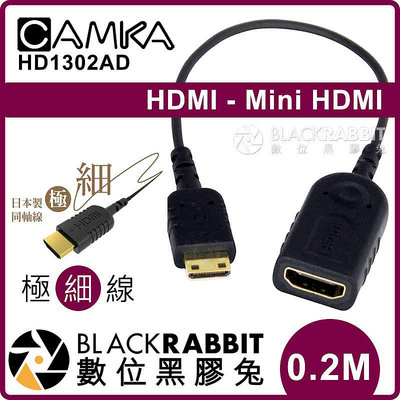 數位黑膠兔【CAMKA HD1302AD HDMI (A) 母 - Mini HDMI (C) 極細線 轉接線 0.2M】