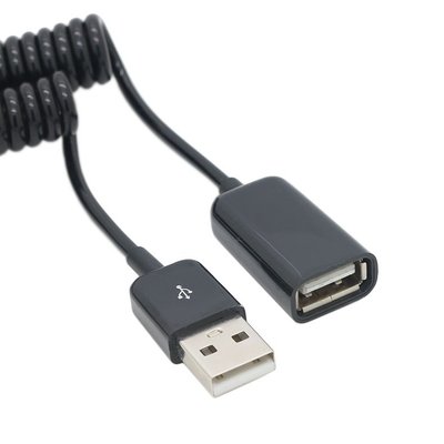新品 數據線 傳輸線 轉換線 2.0 USB公對母 彈簧延長線 電腦usb加長線滑鼠鍵盤延長連接線-極巧