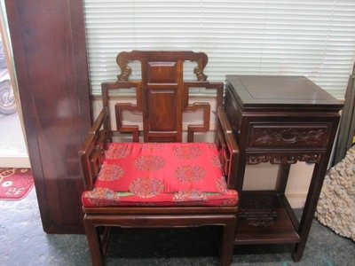 二手舖 NO.1203 古董 早期家具 太師椅+茶几 雞翅木 三件一起賣 值得收藏