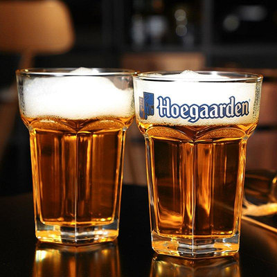 全館免運 福佳白啤酒杯 Hoegaarden精釀啤酒飲料杯 加厚玻璃超大六角厚底杯 可開發票