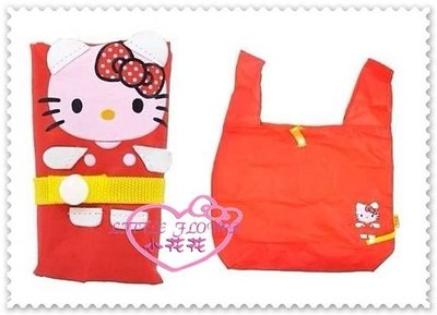 ♥小花花日本精品♥Hello Kitty 紅色站姿造型大容量好收納好攜帶摺疊環保袋購物袋