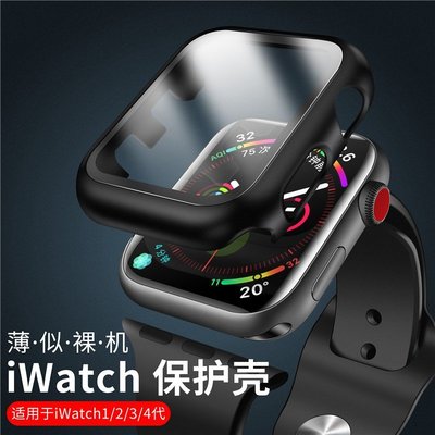 apple watch4鋼化膜iwatch3/2/1代蘋果手錶膜全屏38/42mm殼套40/44膜曲面全包貼膜手錶殼膜