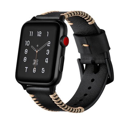 適用蘋果手錶apple watch 8代7代真皮錶帶 手工縫線真皮錶帶蘋果手錶 iwatch 345678代真皮錶帶