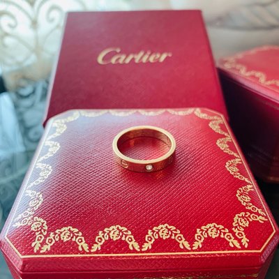 專櫃真品 Cartier 卡地亞 經典LOVE系列 鑲鑽  玫瑰金 18K金戒指 頂級精品珠寶 鑽戒 婚戒   戒圍57 男女皆可