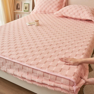 牛奶絨床笠單件珊瑚絨床罩2024新款加絨床墊套保護罩冬季防滑床單現貨床上用品