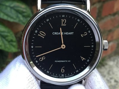 全新未使用 精品錶 瑞士製造 CREATE HEARE 錶徑40mm ETA7001手上鍊 藍寶石水晶 (黑面)