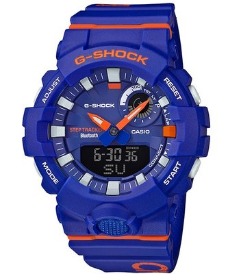 【金台鐘錶】CASIO卡西歐G-SHOCK 藍牙連線功能 跑步 計步器 (藍) GBA-800DG-2A