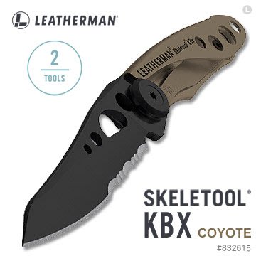 【A8捷運】美國Leatherman SKELETOOL KBX 狼棕款半齒半刃折刀(公司貨#832615)