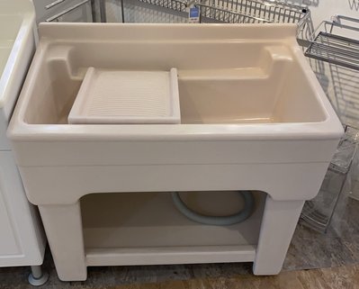 德浦91公分人造石洗衣槽 活動板(白玉色/米褐點/灰黑點)