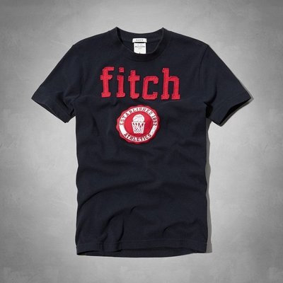 美國百分百【Abercrombie & Fitch】T恤 AF 短袖 麋鹿 kids 女 男 籃球 XS 深藍 G542