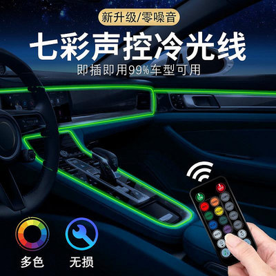 新款APP一拖五RGB車內七彩冷光線汽車LED氛圍燈聲控節奏USB導光條 氣氛燈 車內氣氛燈 汽車氛圍燈 汽車冷光條