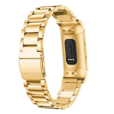 【熱賣精選】Fitbit Charge 3/Charge 4 三株鋼帶錶帶 金屬不鏽鋼錶帶 Charge 3替換錶帶 含連接器