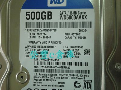 【登豐e倉庫】 YF196 WD5000AAKX-08ERMA0 500G SATA3 硬碟