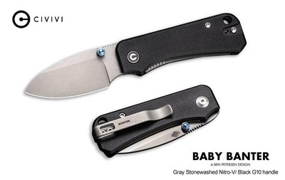 【angel 精品館 】We Knife/Civivi Baby Banter黑G10柄石洗刃折刀 原價2500預購特價