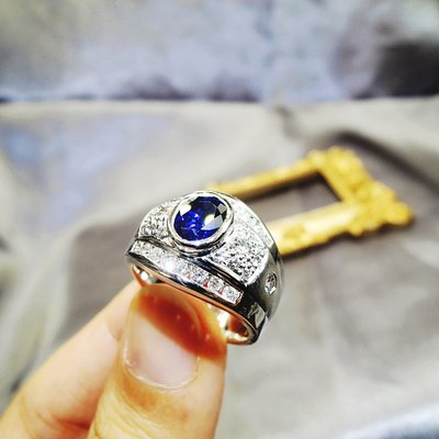藍寶石天然藍寶石斯里蘭卡等級霸王鑽石戒1.52克拉14K金鑽石台