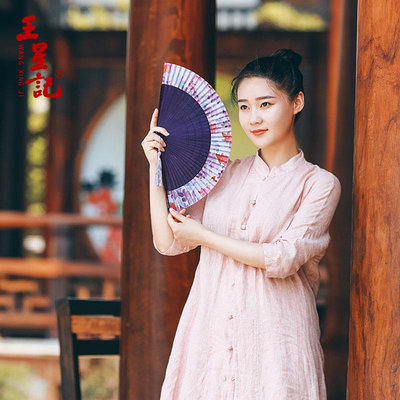 扇子杭州王星記女扇扇子古風折扇風絲綢女式扇日式和風古典工藝扇