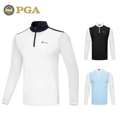 【熱賣下殺】美國PGA 2021春夏季高爾夫服裝 男士冰絲長袖t恤彈力 運動面料