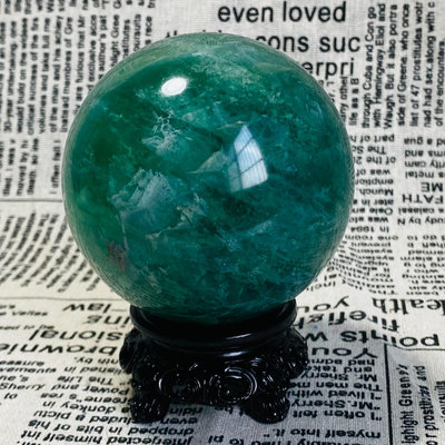 【二手】C359天然綠螢石水晶球擺件綠色水晶原石打磨客廳辦公家居喬遷 水晶 天然水晶 擺件【久藏館】-841