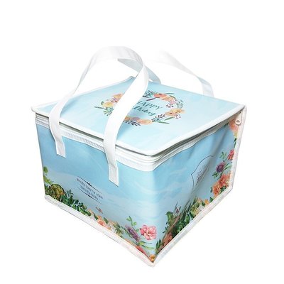 【嚴選SHOP】藍色花園 6吋8吋10吋 蛋糕保冷提袋 保溫袋 蛋糕盒冷藏手提袋 保鮮袋 保冰袋 便當袋【K014】