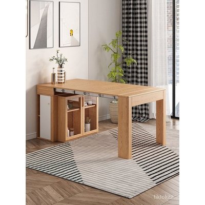 北歐伸縮餐桌椅組合簡易餐邊櫃小戶型現代簡約儲物可折疊家用飯桌