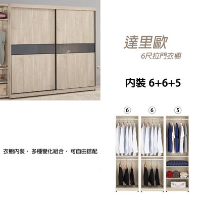 【在地人傢俱】22 美麗購N-達里歐淺木紋色木心板6尺拉門衣櫥 - 6+6+5 CM021-25